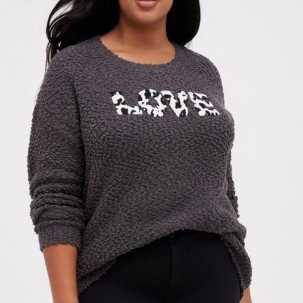 Torrid Women's‎ Drop Shoulder Sweater Love Grey Pullover Plus Size 1 1X